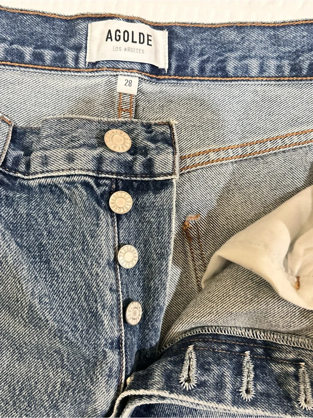 AGOLDE Carrie Long Length Cut Off Shorts SIZE:28